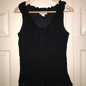 WHBM Black Sleeveless Blouse with Tie Front